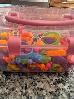 Kids pop beads Sensory Fidget Toy Set - Pink Carry Case